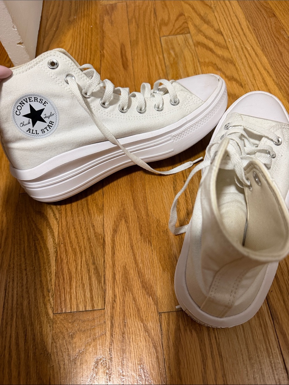 Converse Cream High-Top Platform Sneakers